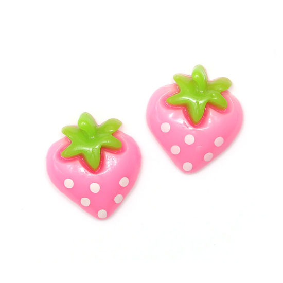 Baby pink spotty strawberry clip-on earrings