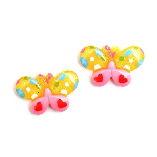 Yellow and pink spotty butterfly clip-on earrings