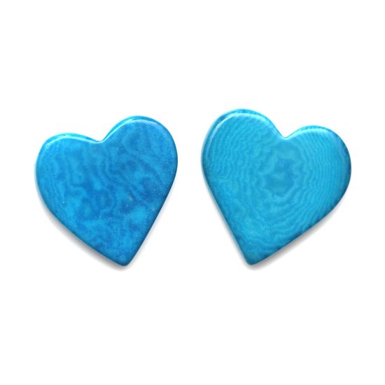 Turquoise Heart Tagua Clip On Earrings