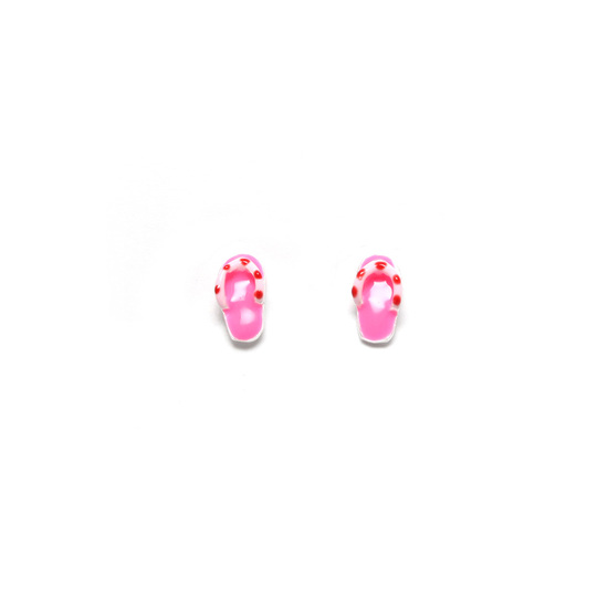 Sterling silver pink enamel flip flop stud earrings