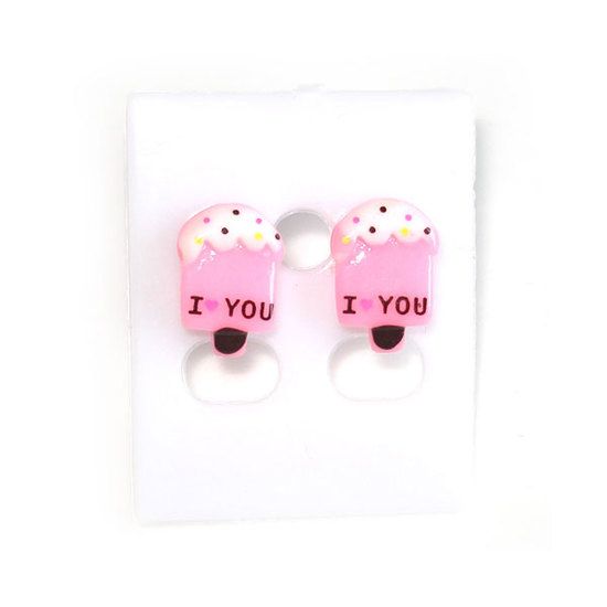 Baby pink ice cream stud earrings