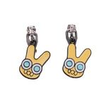 Yellow Big Eyed Bunny Drop Clip On Earrings