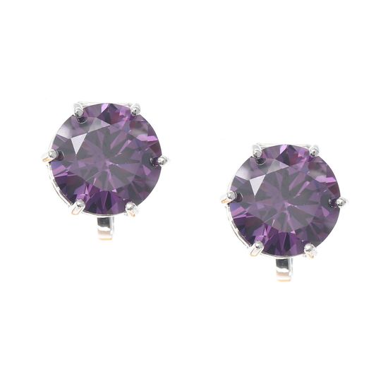 Amethyst-Imitationssteine aus Zirkonia auf weissvergoldeten Clips