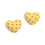 Yellow heart polka dots fabric covered button clip-on earrings