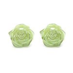 Green Yellow Rose Flower Clip On Earrings