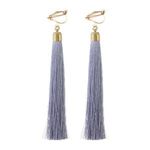 Grey Tassel Statement Clip On Earrings